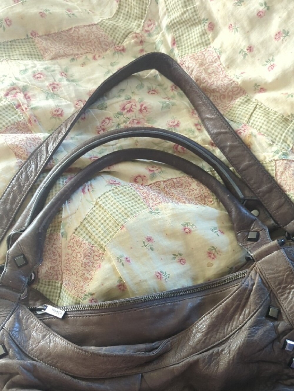 Treesje Leather Brown Studded Hobo Bag - Picture 2 of 14